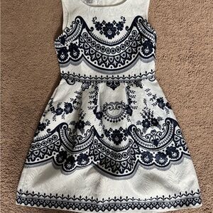 Elegant Navy and White Dress